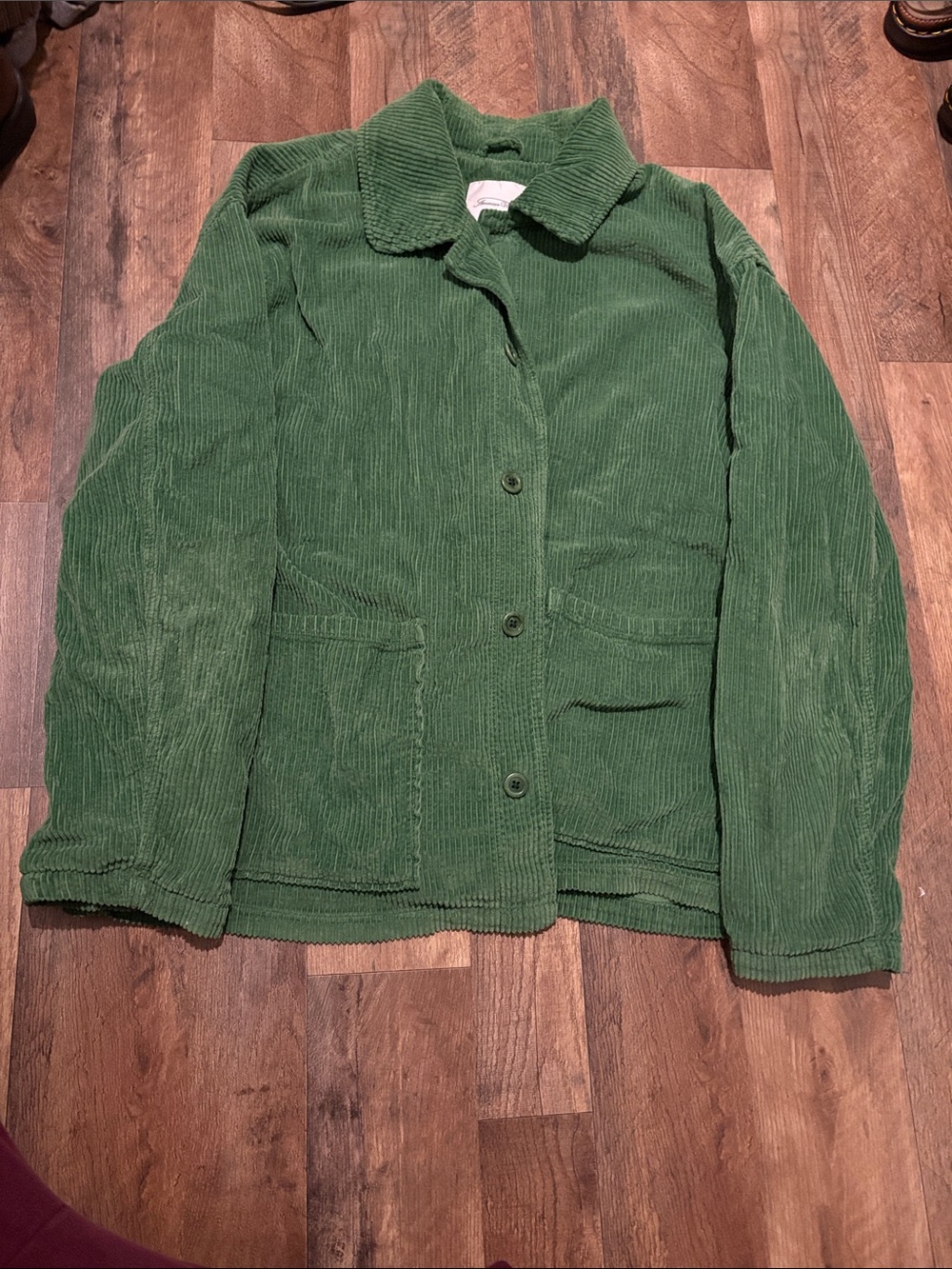 American Vintage 100%  Green Corduroy Button-Up Jacket